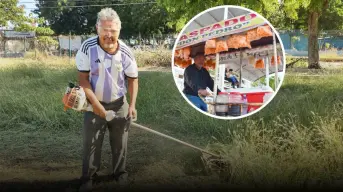 Con esfuerzo y carisma, Pedro Carvajal, es el guardián del campo deportivo de la Toledo Corro en Culiacán