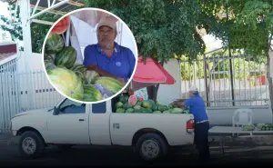 Martín Sánchez, con deliciosas sandías es el rostro amable que endulza los días en la colonia CNOP en Culiacán