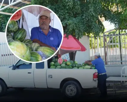 Martín Sánchez, con deliciosas sandías es el rostro amable que endulza los días en la colonia CNOP en Culiacán