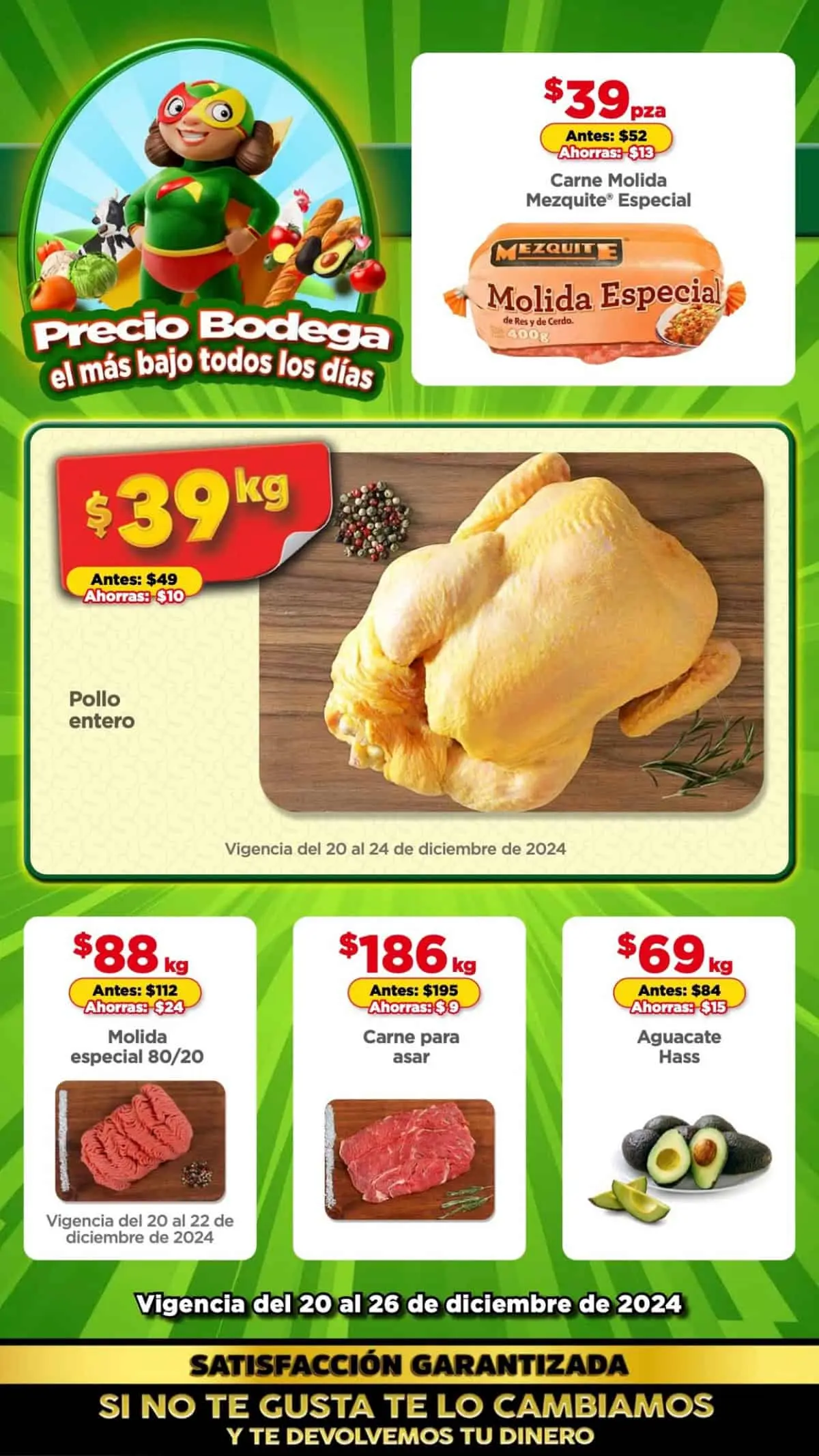 Encuentra las mejores ofertas en frutas, verduras y carnes en el Tianguis de Mamá Lucha. Imagen: Bodega Aurrera