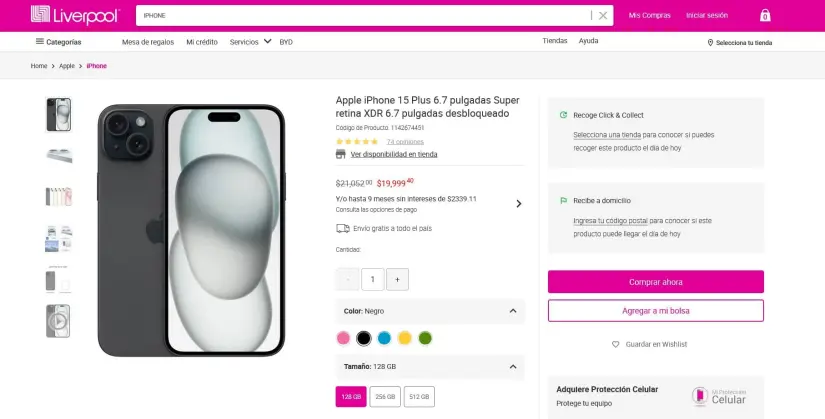  iPhone 15 Plus con ofertan navideña en Liverppol