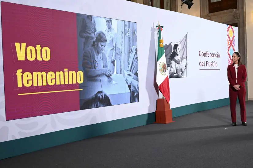 Claudia Sheinbaum durante la conferencia de prensa de este jueves 26 de diciembre.