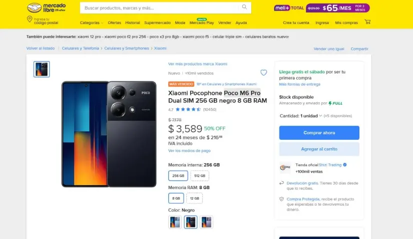 Con precio de liquidación el Poco M6 Pro en Mercado Libre. Foto: Captura de pantalla