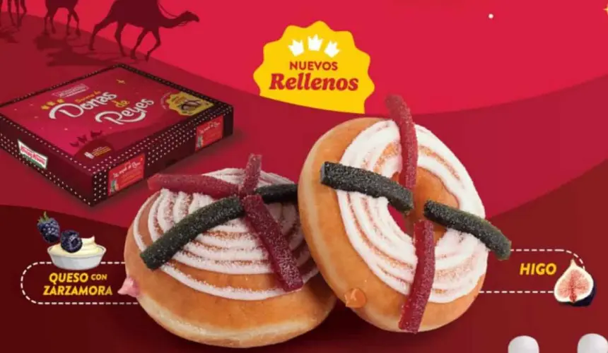 Las Donas de Reyes combinan el sabor tradicional de la rosca y de Krispy Kreme. Imagen: Cortesía