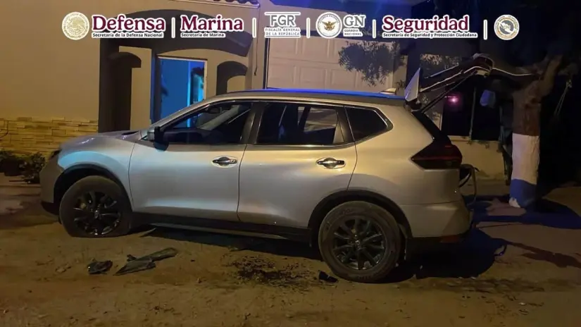 Camioneta asegurada durante la detención de Escuinapa. Foto: Cortesía