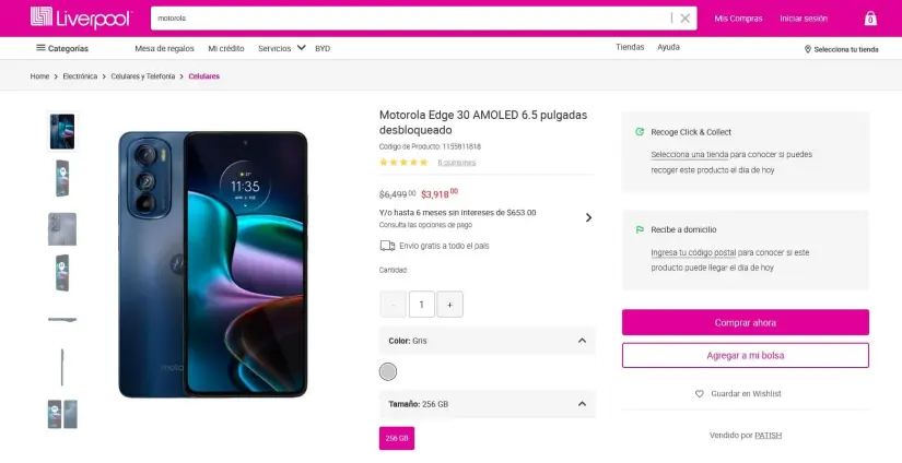 Motorola Edge 30 en oferta por Año Nuevo en Liverpool