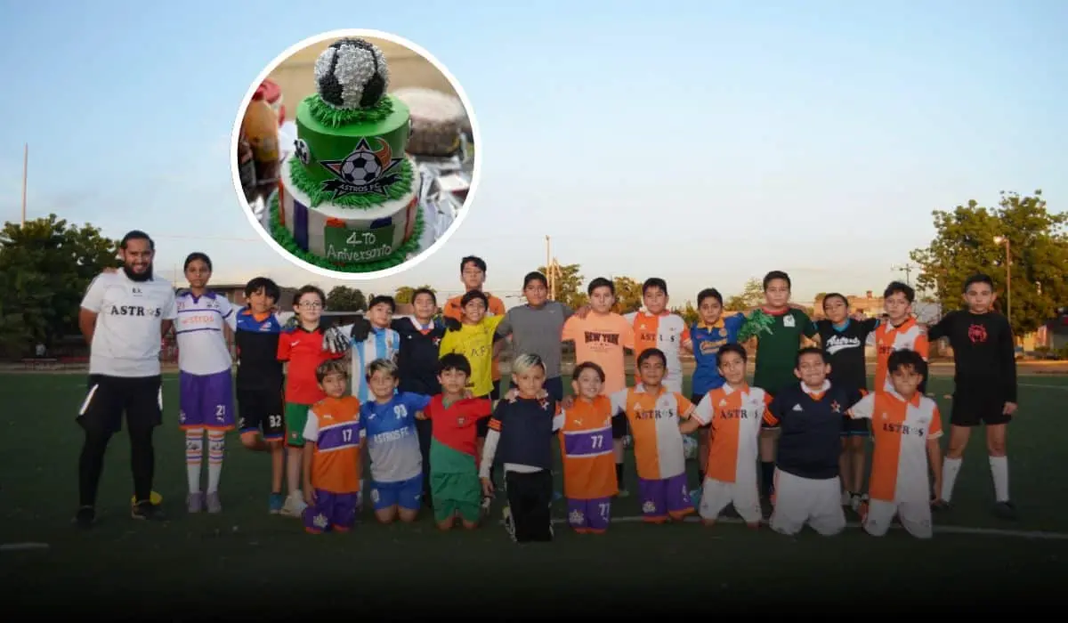 En el campo de la López Mateos, Bladimir Valdez Araiza enseña a sus pupilos a brillar con esfuerzo, compañerismo y disciplina. ¡Felicidades Astros FC! Foto: Juan Madrigal