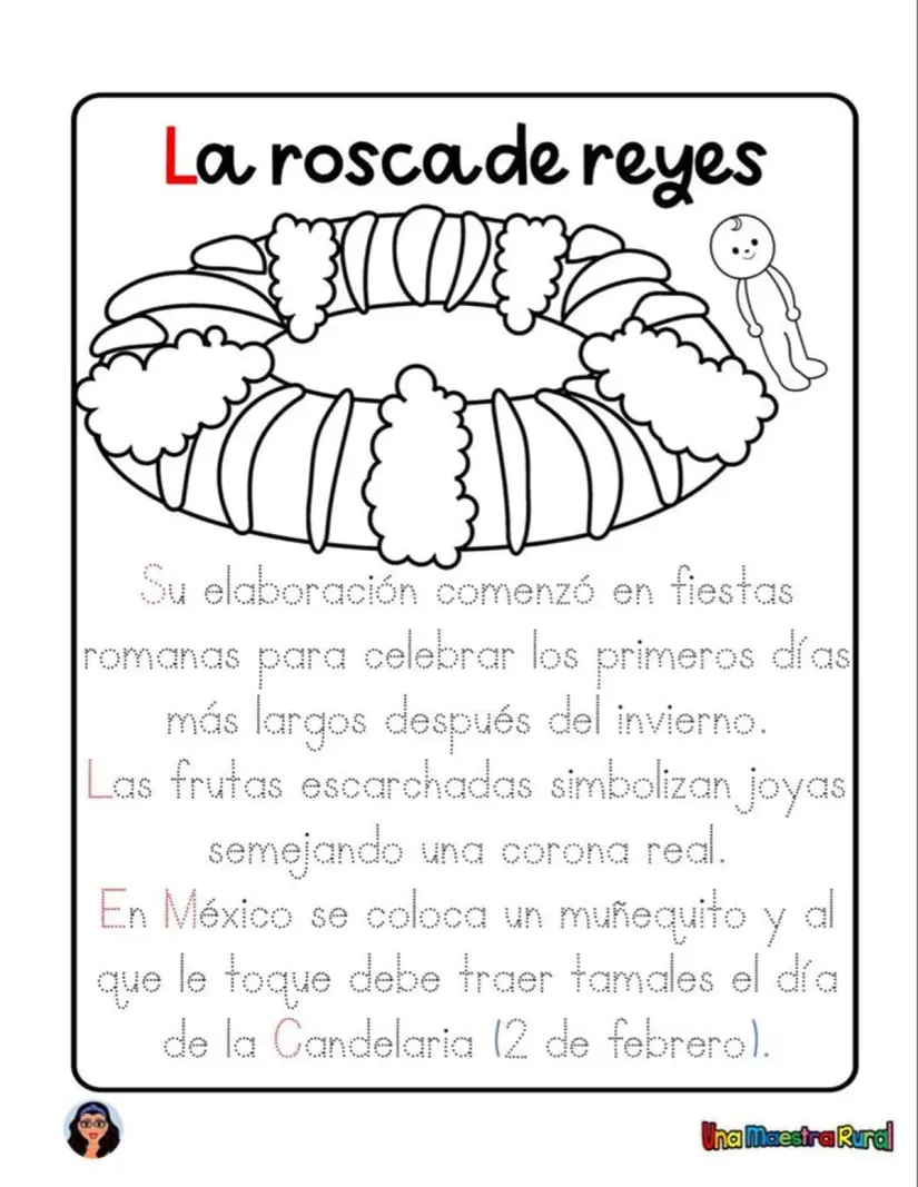 Imagen de rosca de reyes para colorear