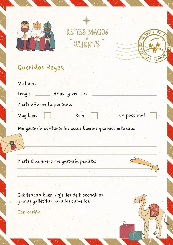 Formato de Carta para Reyes Magos.