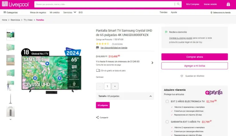 La pantalla Samsung de 65 pulgadas tiene una oferta especial por el Día de Reyes en Liverpool.