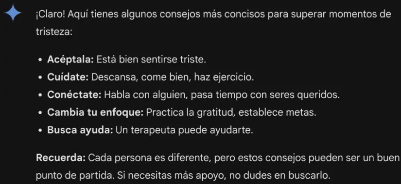 Respuesta: Consejos. Gemini.