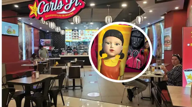 Ya están disponibles los  vasos de colección de El Juego del Calamar en Carls Jr. Foto: Cortesía