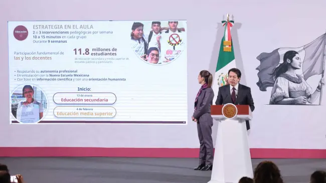 Claudia Sheinbaum presenta poderosa campaña para evitar el consumo de drogas en jóvenes.