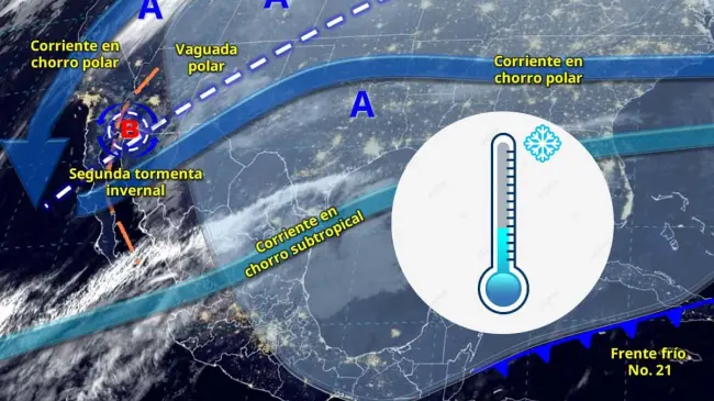 La segunda tormenta invernal y el frente frío 21 producirán bajas temperaturas en gran parte de México. Edición: Tus Buenas Noticias
