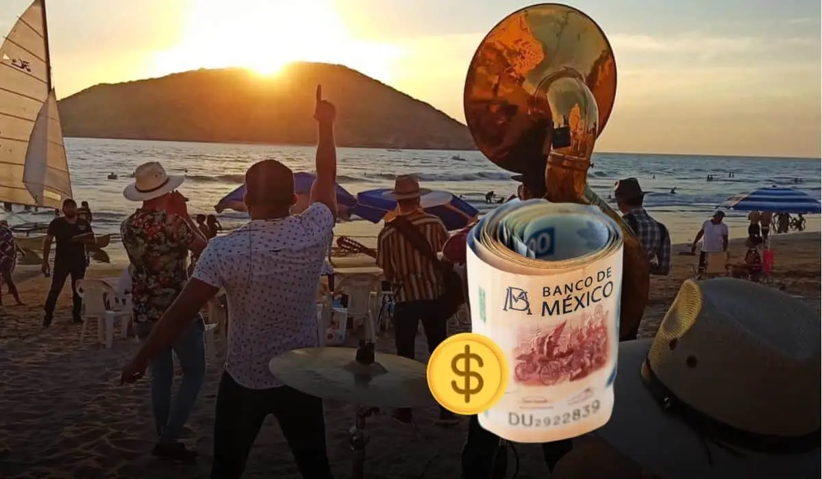 La banda sinaloense sonando en las playas de Mazatlán, Sinaloa.