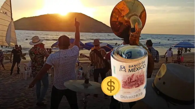 La banda sinaloense sonando en las playas de Mazatlán, Sinaloa.