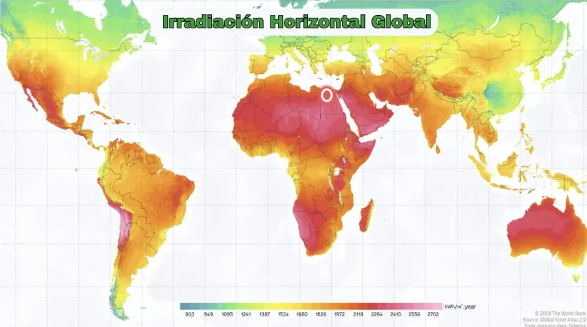 Irradiación de Calor Horizontal Global. Imagen. Global Solar Atlas.