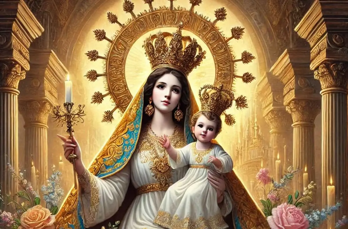 Imagen artística de la Virgen de la Candelaria celebrando su día.