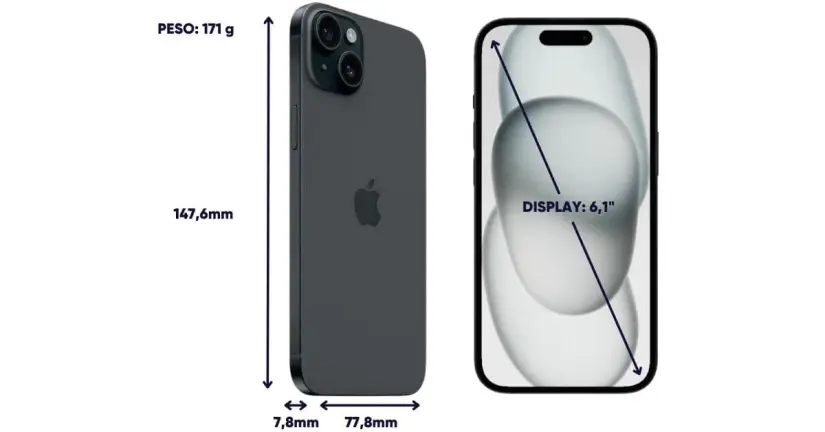 iPhone 15 Plus y sus medidas. Foto: Certideal