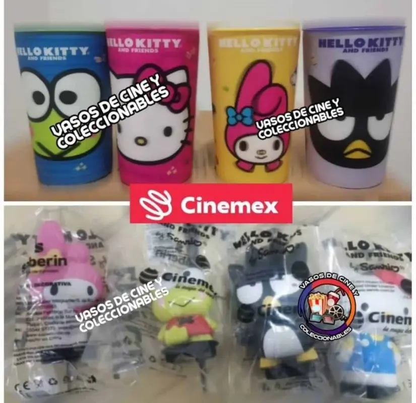 4 modelos de vasos de Hello Kitty venderá Cinemex. Foto: Vasos De Cine Y C.