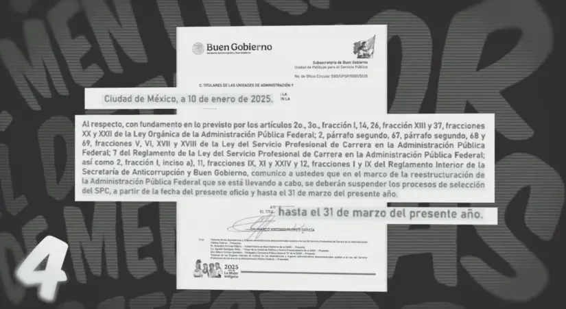 Pruebas de la suspensión temporal por parte de Secretaría de Buen Gobierno. Imagen. Mañanera del Pueblo.