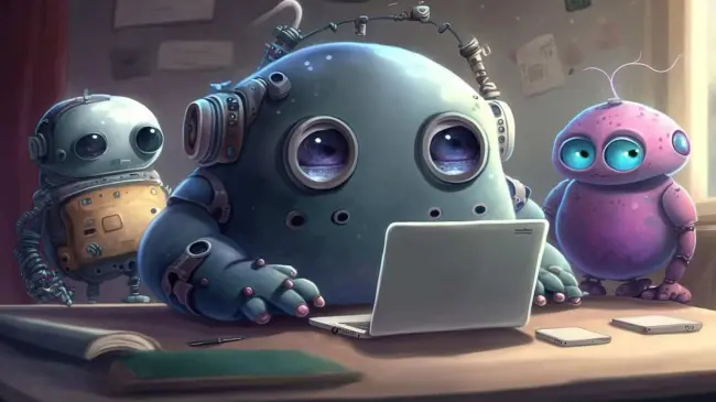 Robot en una laptop. Imagen. Pixabay.