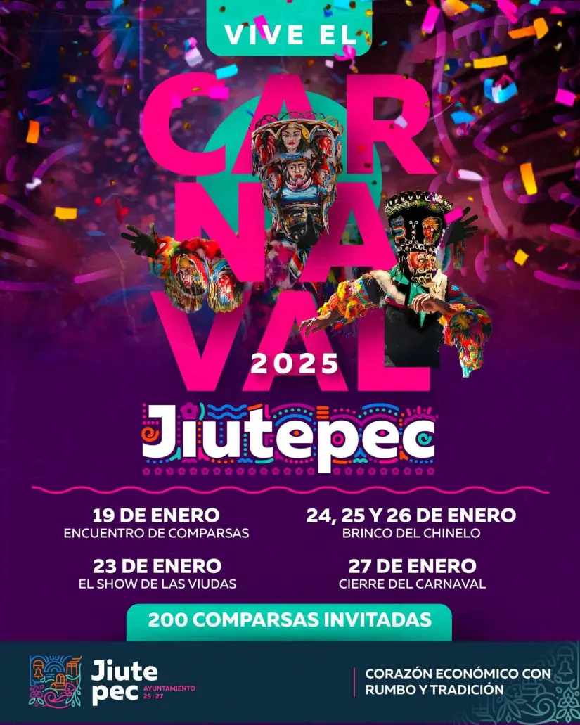 Actividades y fechas para el Carnaval de Jiutepec 2025. Foto: Cortesía