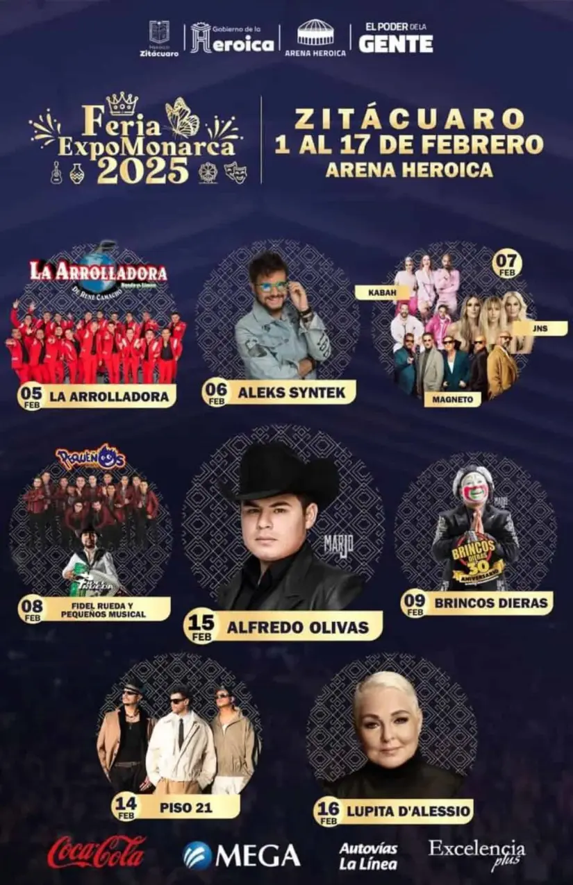 Artistas y conciertos en la Arena Heroica de la Feria Zitácuaro 2025. Foto: Cortesía