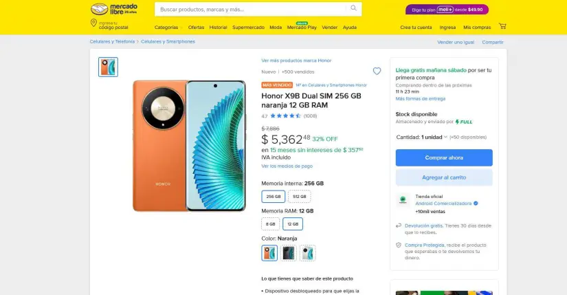 Honor X9B en promoción adelantada por el Día de San Valentín 2025, en Mercado Libre