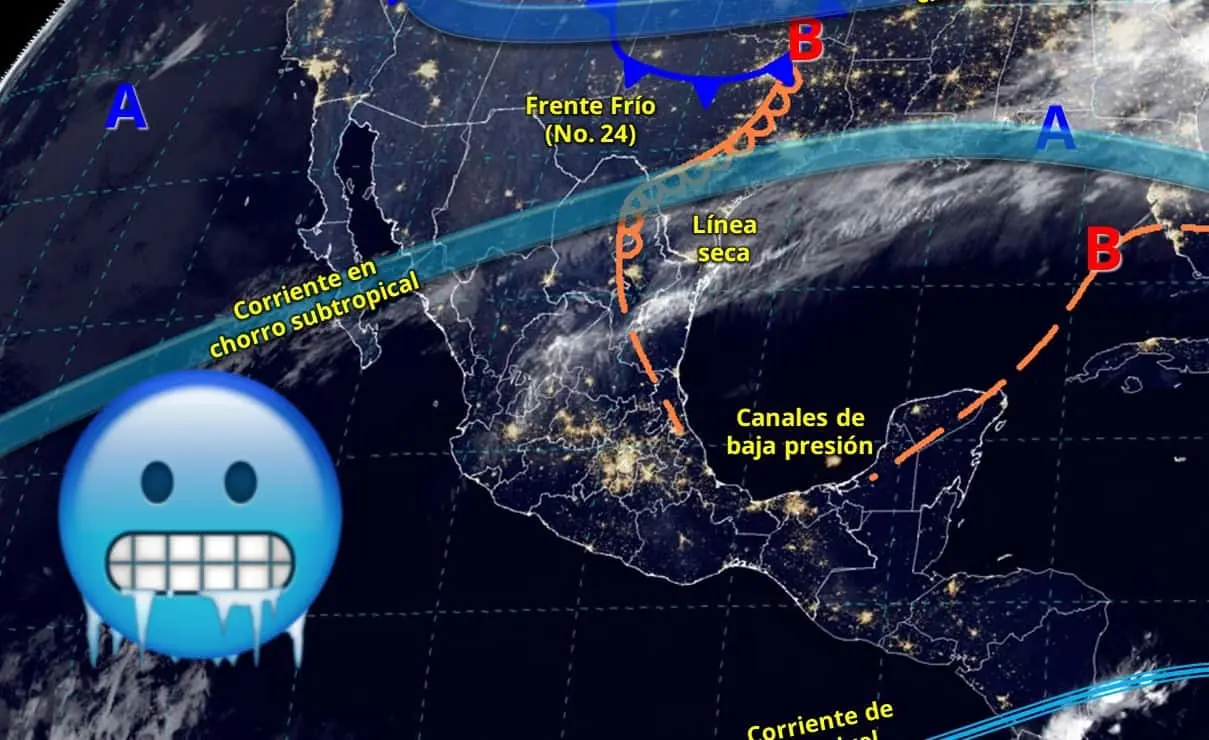 Este es el frente frío número 24 de la temporada invernal 2024-2025. Edición de foto: TBN