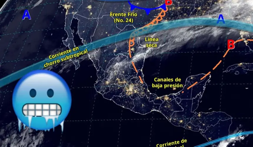 Este es el frente frío número 24 de la temporada invernal 2024-2025. Edición de foto: TBN