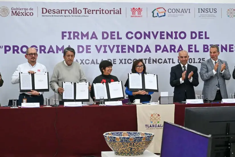 Autoridades unen esfuerzos para el programa de Vivienda para el Bienestar en Tlaxcala. Foto: Cortesía 