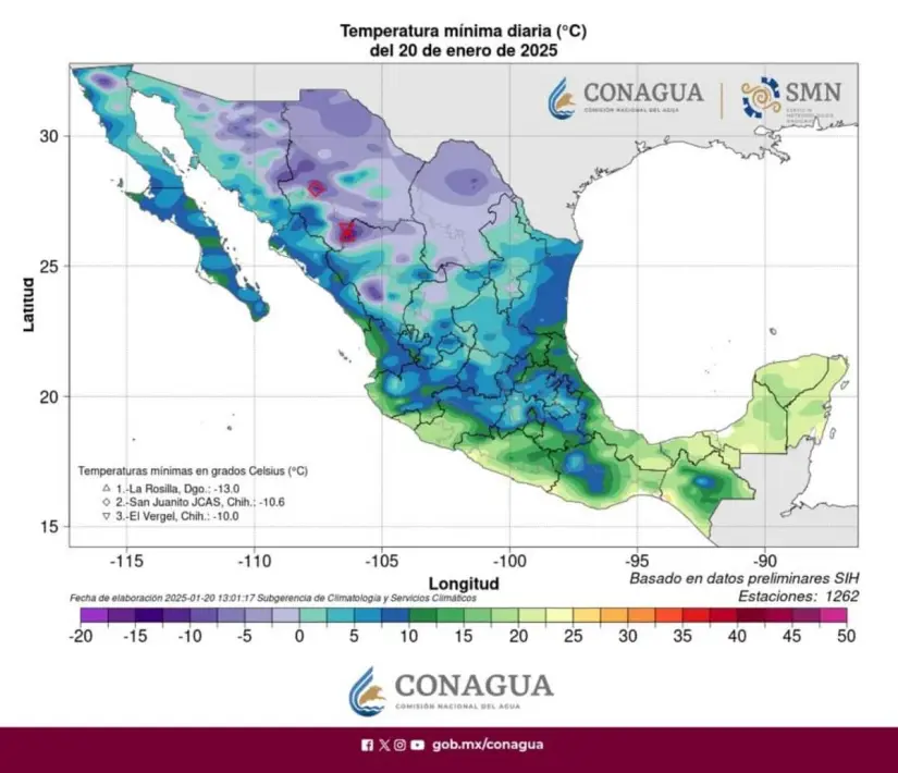 Frente frío 24 congelará a México con hasta 10 grados bajo cero