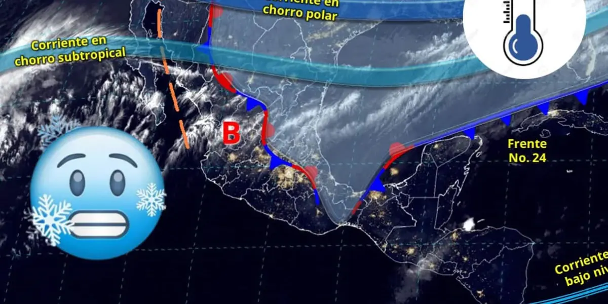 Te compartimos el pronóstico del clima por el frente frío 24 en México. Edición de foto: TBN