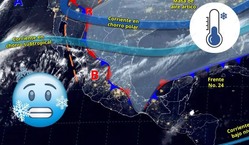 Te compartimos el pronóstico del clima por el frente frío 24 en México. Edición de foto: TBN