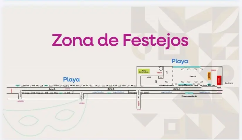 La zona de los festejos del Carnaval de Ensenada 2025. Foto: Cortesía