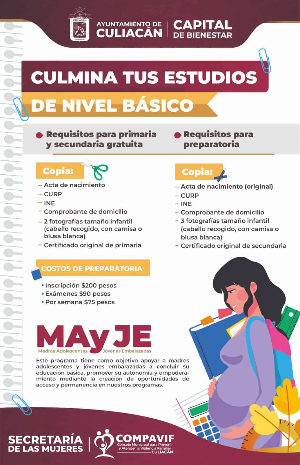 Secretaría de las Mujeres invita a madres adolescentes y jóvenes embarazadas a culminar estudios de primaria y secundaria de manera gratuita