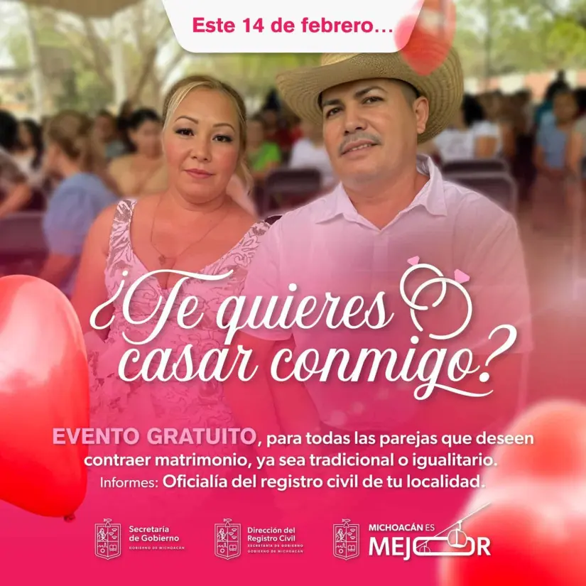 Campaña del gobierno de Michoacán: ¿Te quieres casar conmigo? Foto: Cortesía