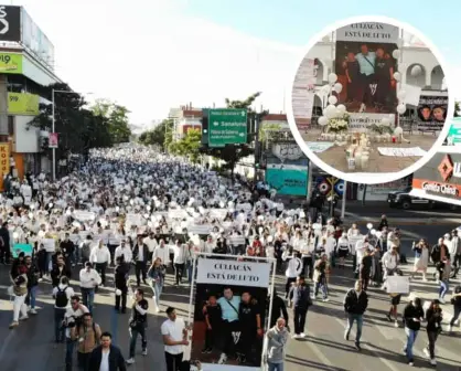 Al grito de Con los niños no marchan en Culiacán para exigir justicia por la muerte de Gael y Alexander