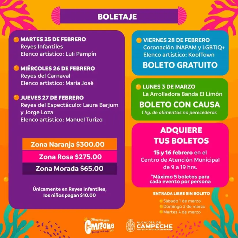 Boletos para el Carnaval de Campeche 2025