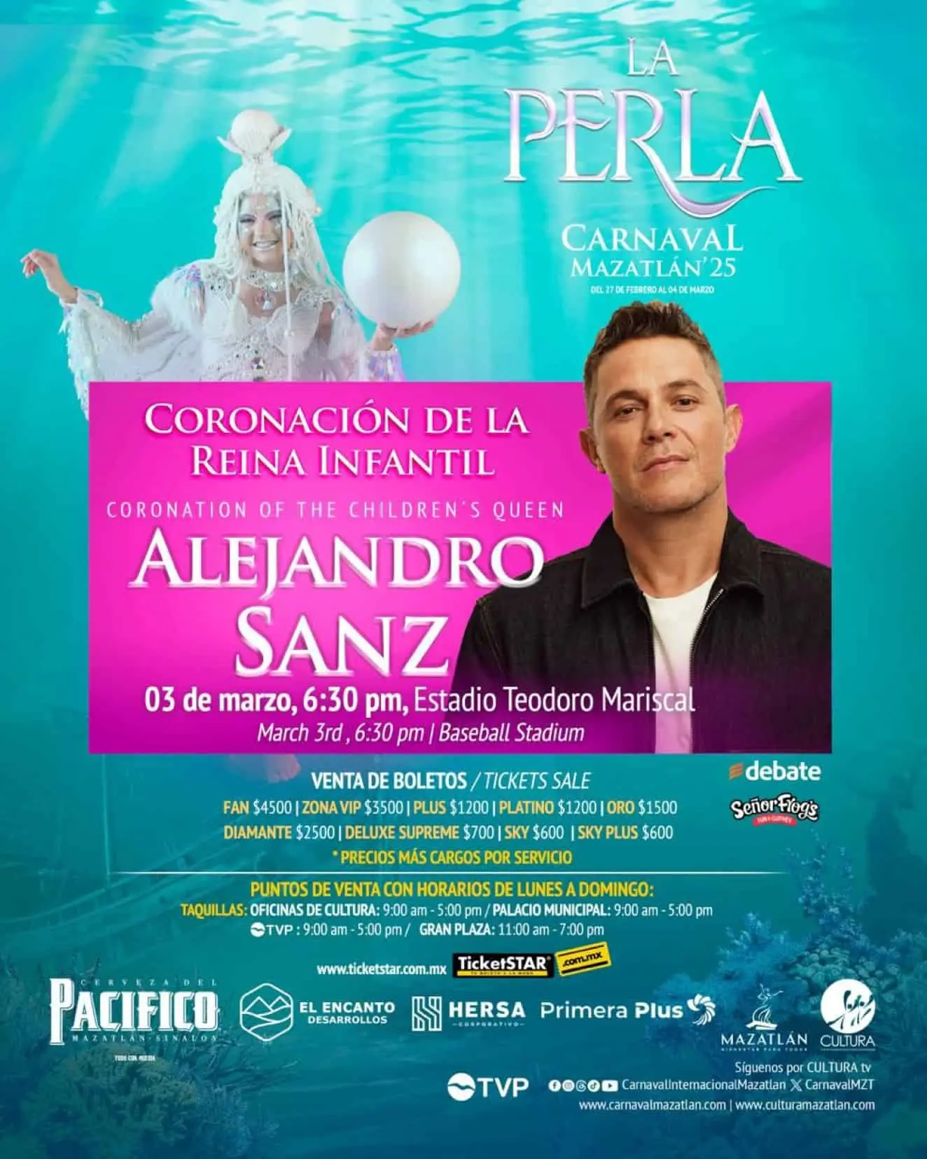 Alejandro Sanz se presentará en el Carnaval de Mazatlán 2025. Foto:C Cortesía