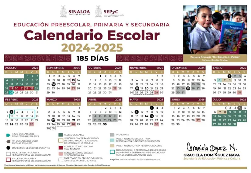 Calendario escolar 2025 de la SEP en Sinaloa