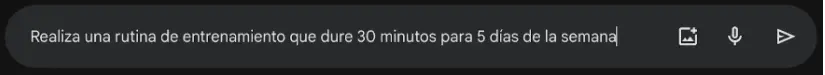 Instrucción: Solicitar rutina de ejercicios. Gemini.