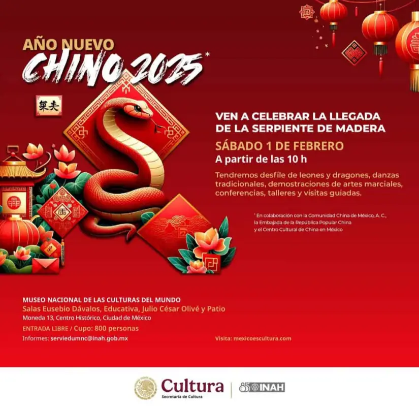 Celebra el Año Nuevo Chino 2025 en el Museo Nacional de las Culturas. Foto: Cortesía