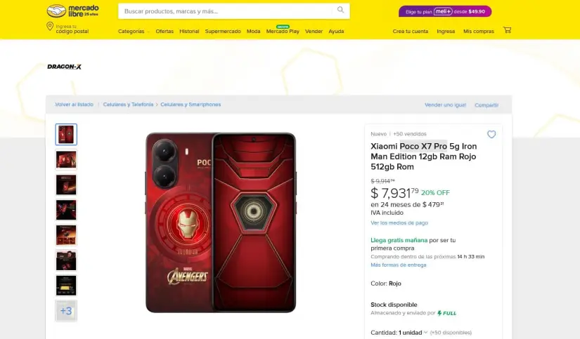 La oferta del Poco X7 Pro de Iron Man en Mercado Libre