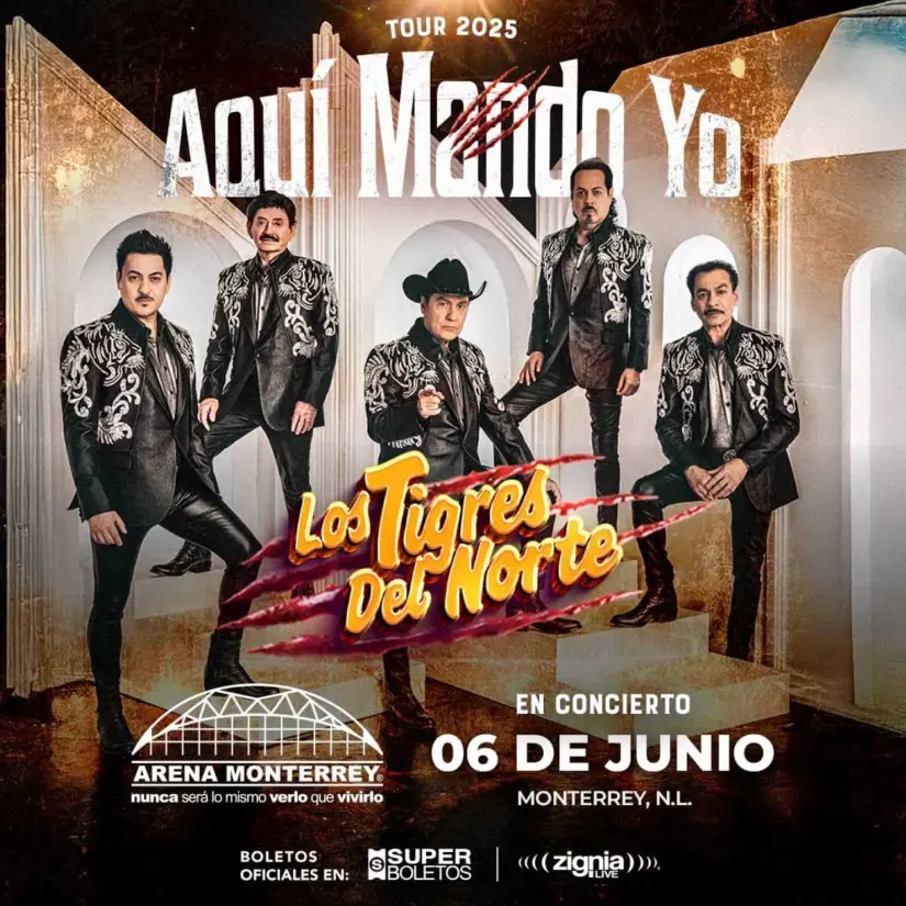 Los Tigres del Norte el próximo 6 de junio en la Arena Monterrey. Foto: Cortesía