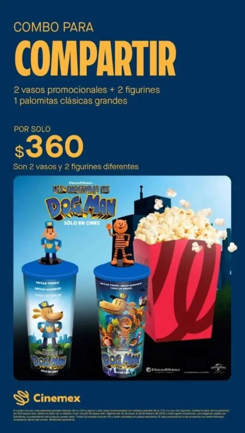 Combo de la película Dog Man que venderá Cinemex