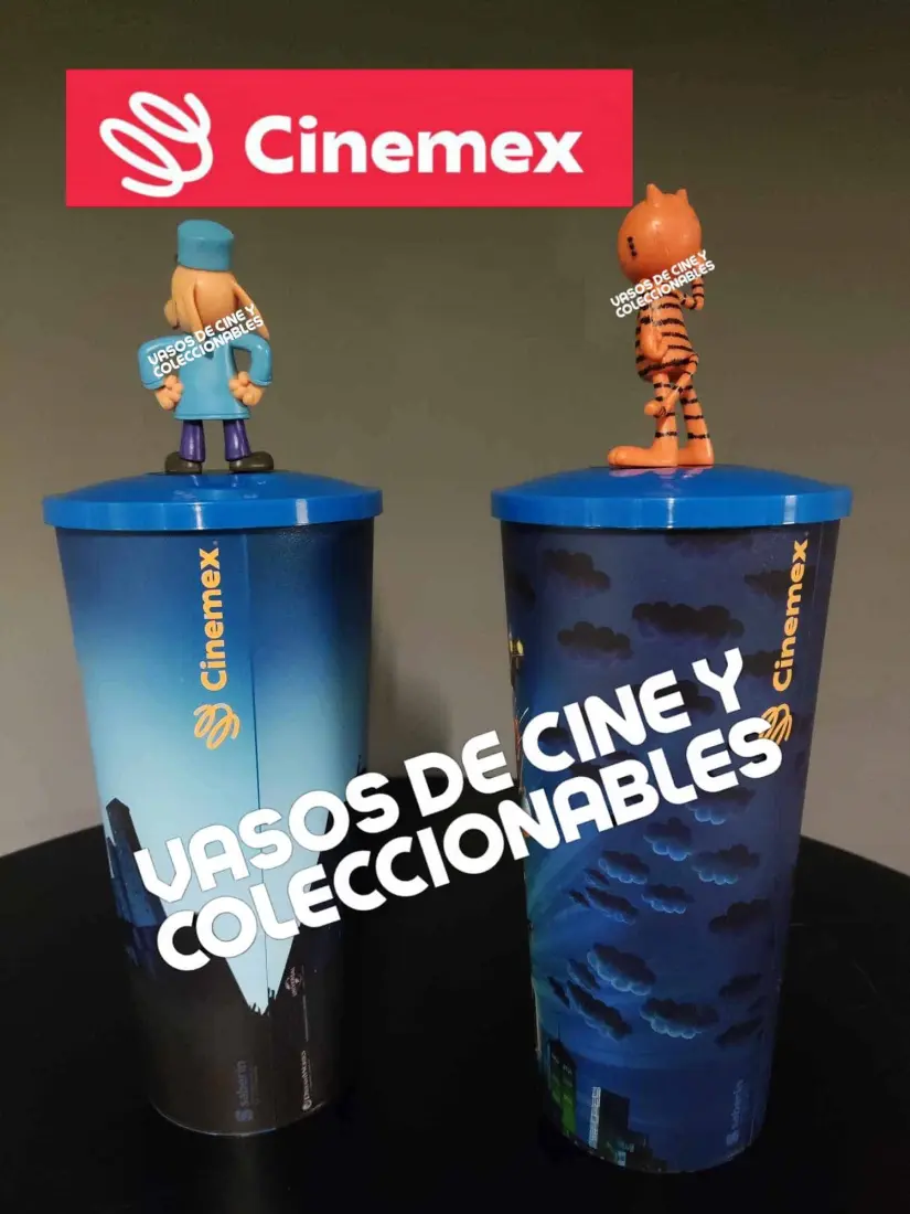 Vasos coleccionables de Dog Man en Cinemex. Foto Vasos De Cine Y C.