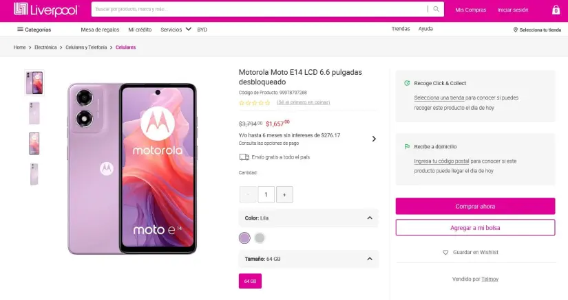 Motorola Moto E14 un celular que destaca por su batería de larga duración. Foto: Captura de pantalla