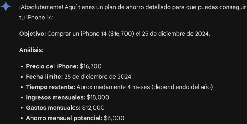 Respuesta: Plan de ahorro. Parte 1. Gemini.